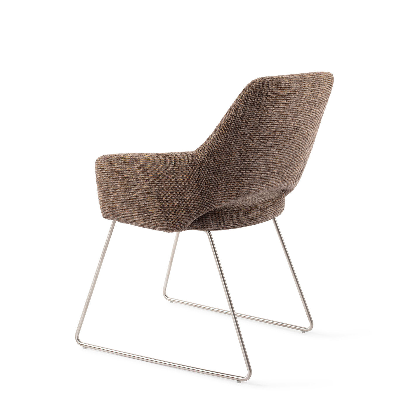 Yanai Dining Chair Checked Chestnut Slide Steel