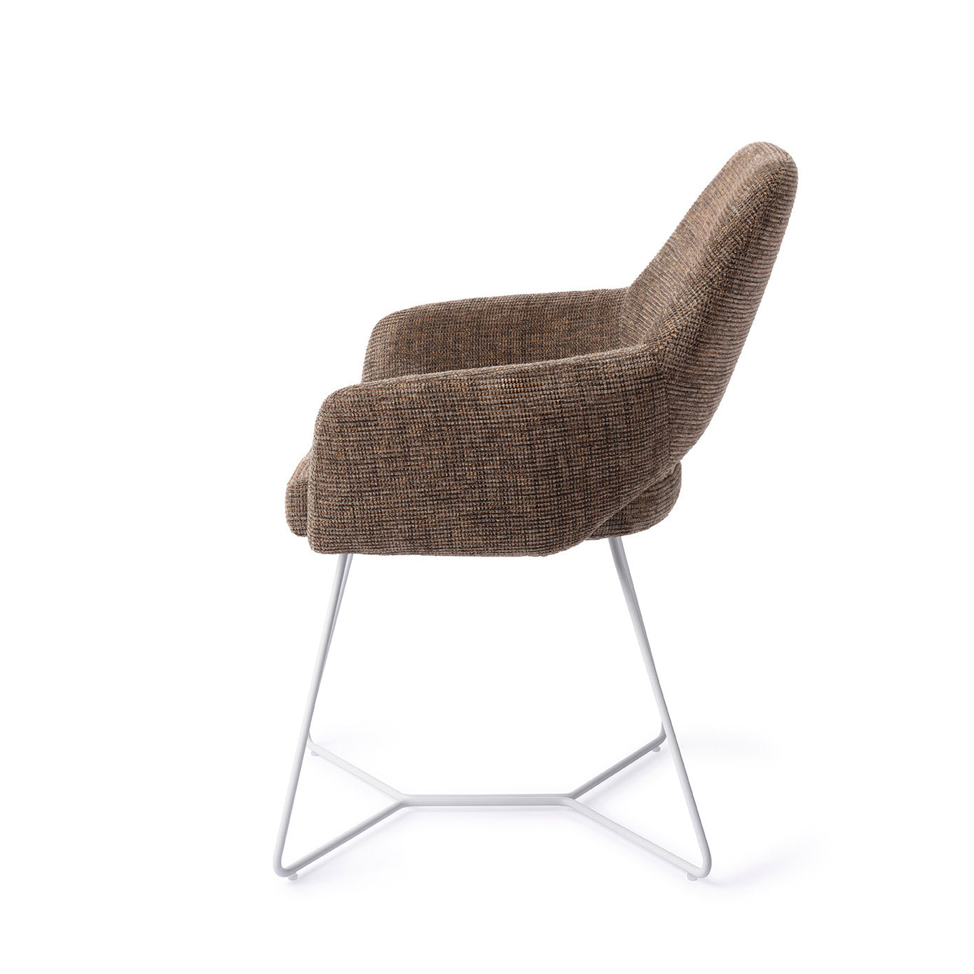 Yanai Dining Chair Checked Chestnut Beehive White
