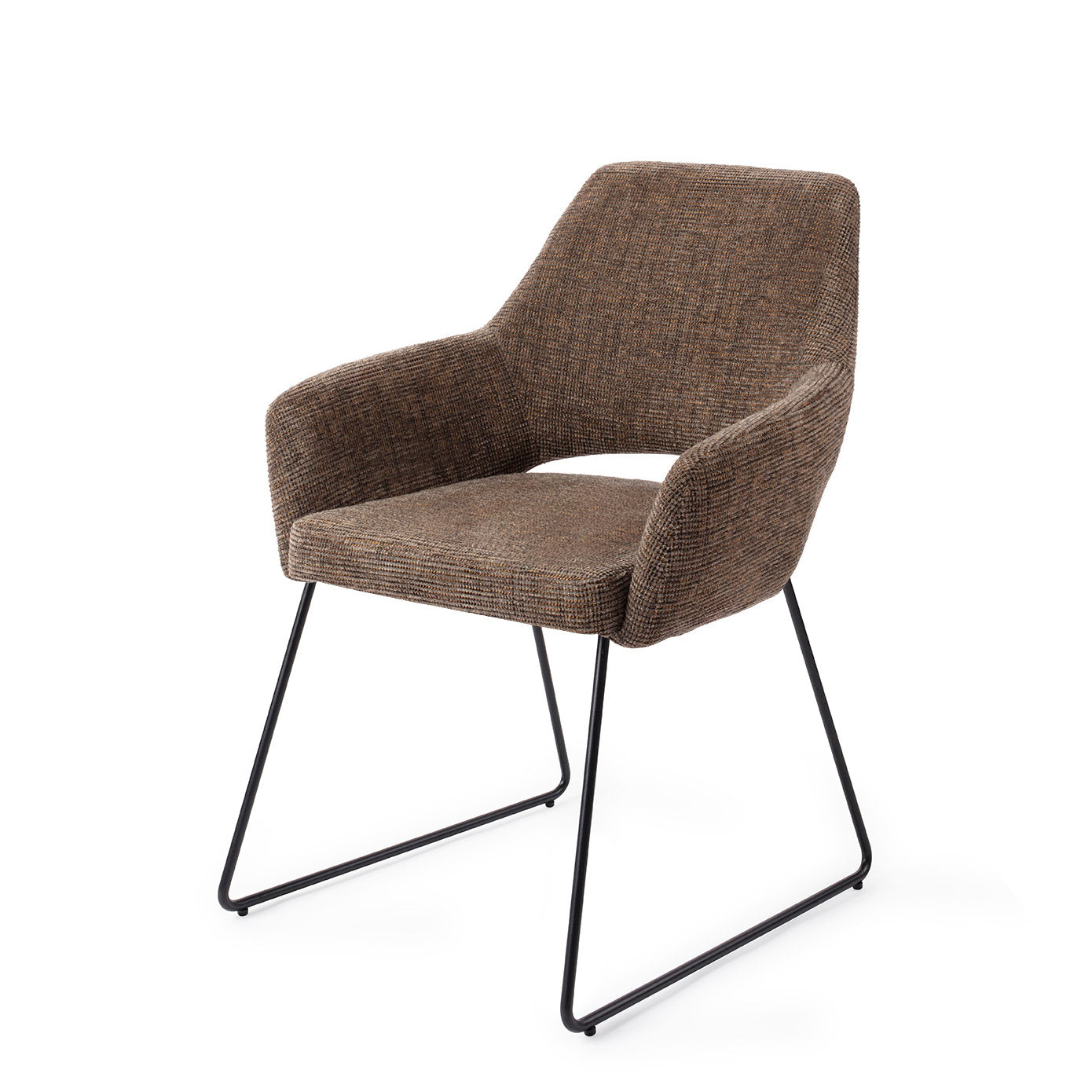 Yanai Dining Chair Checked Chestnut Slide Black