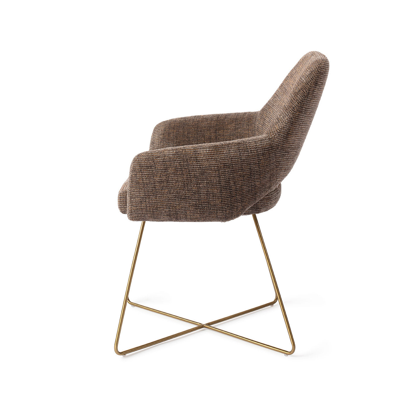 Yanai Dining Chair Checked Chestnut Cross Gold