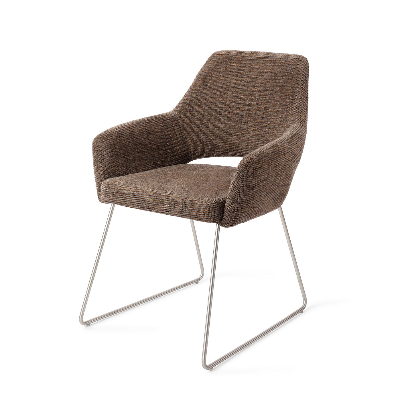 Yanai Dining Chair Checked Chestnut Slide Steel