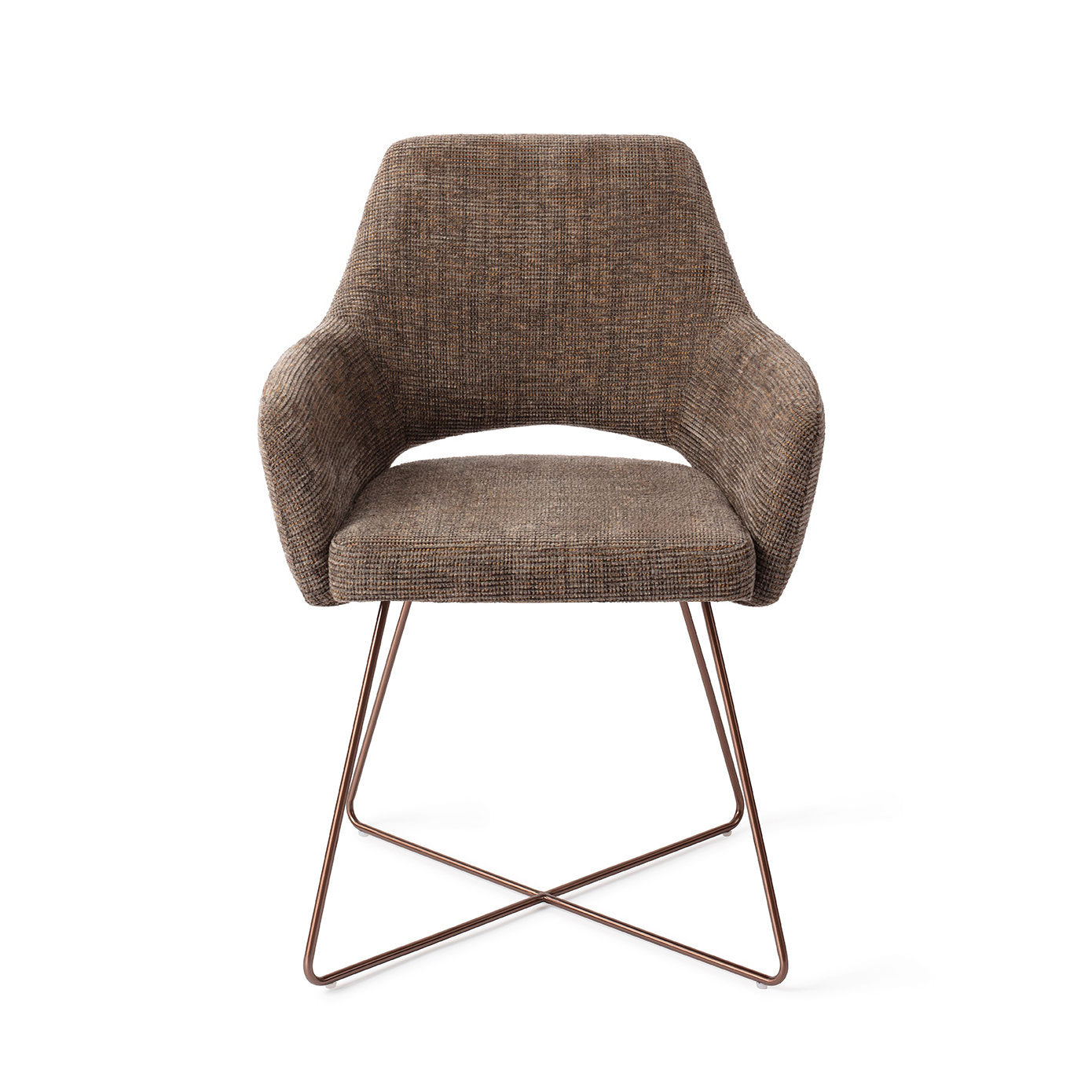 Yanai Dining Chair Checked Chestnut Cross Rose