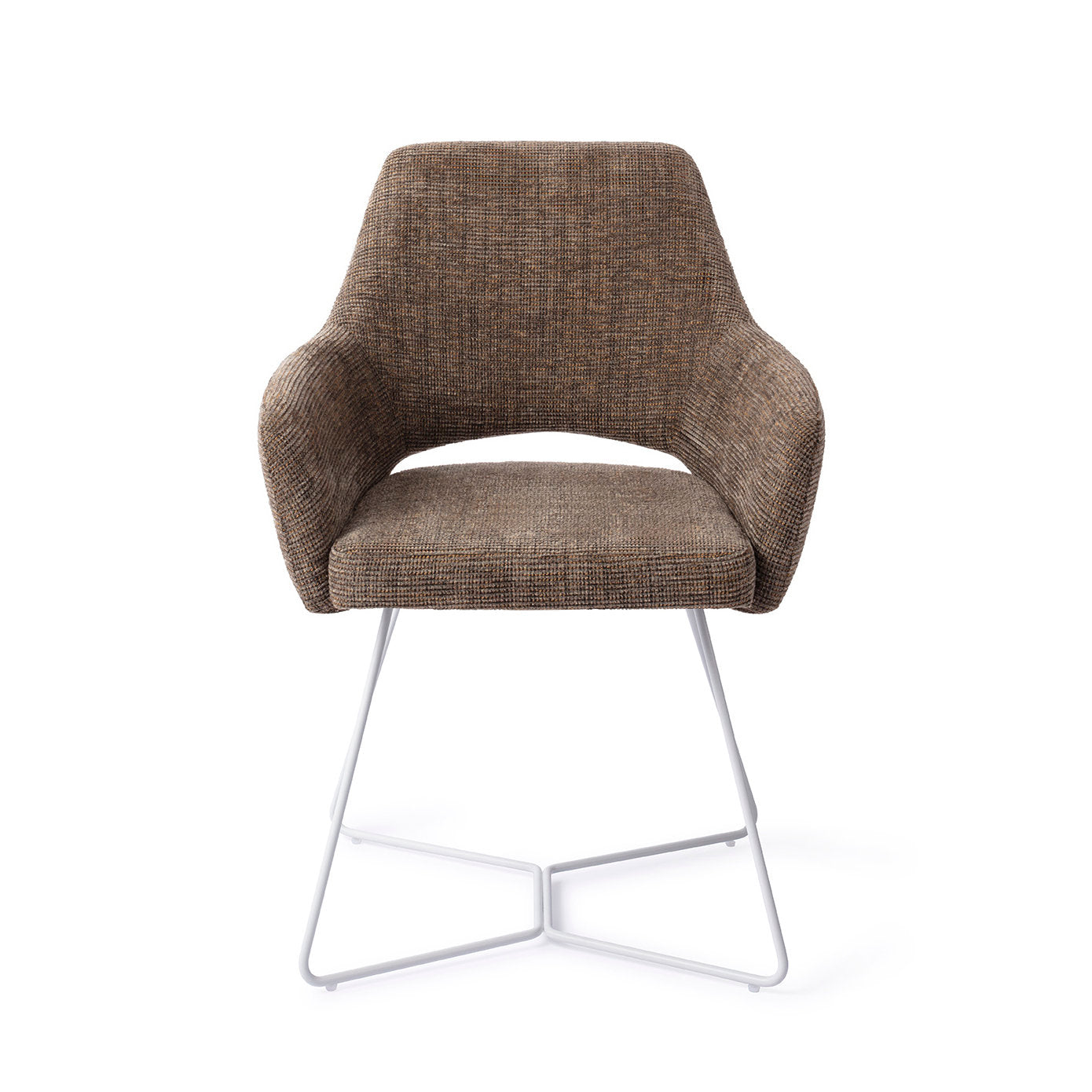 Yanai Dining Chair Checked Chestnut Beehive White