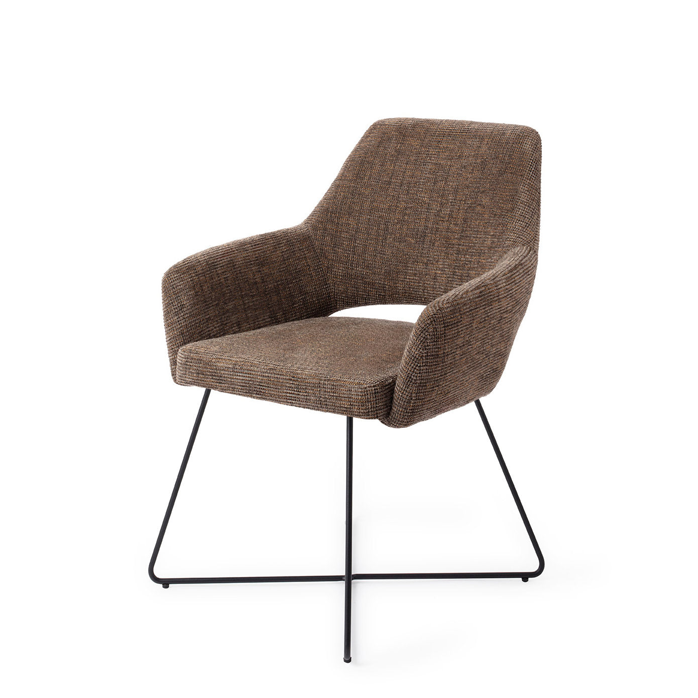 Yanai Dining Chair Checked Chestnut Cross Black