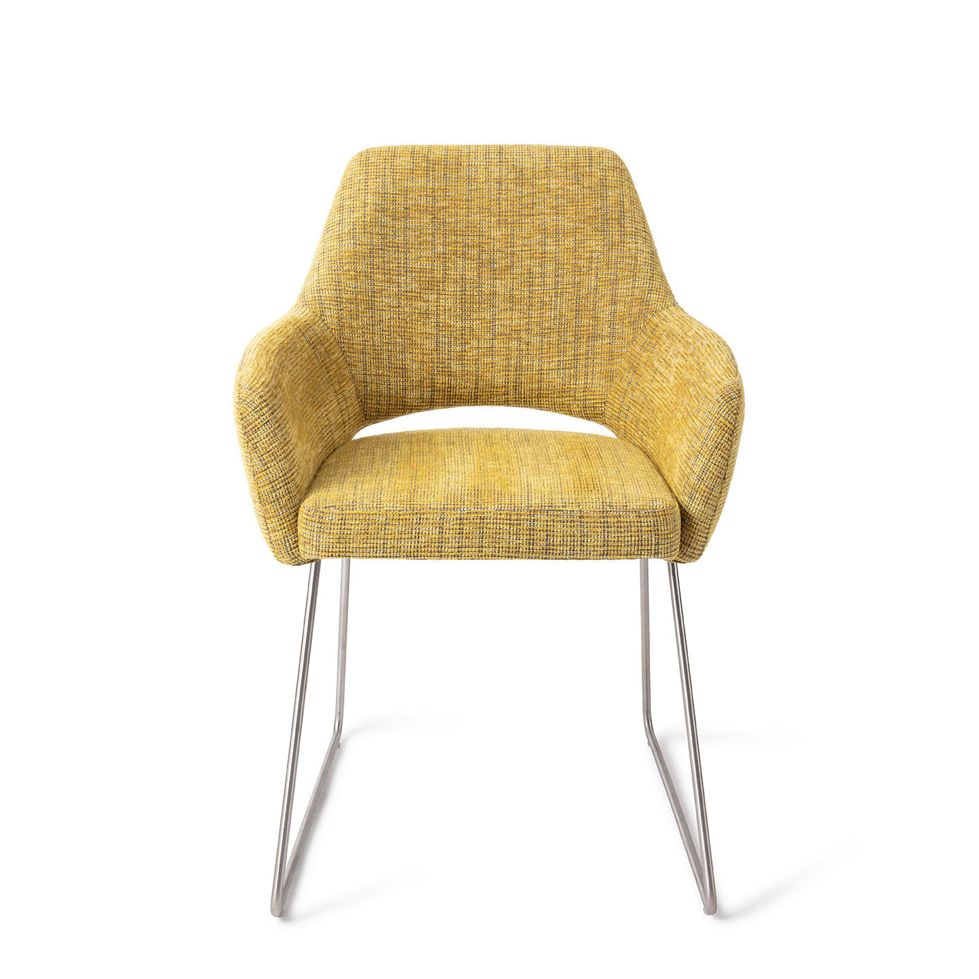 Yanai Dining Chair Lemon Lines Slide Steel
