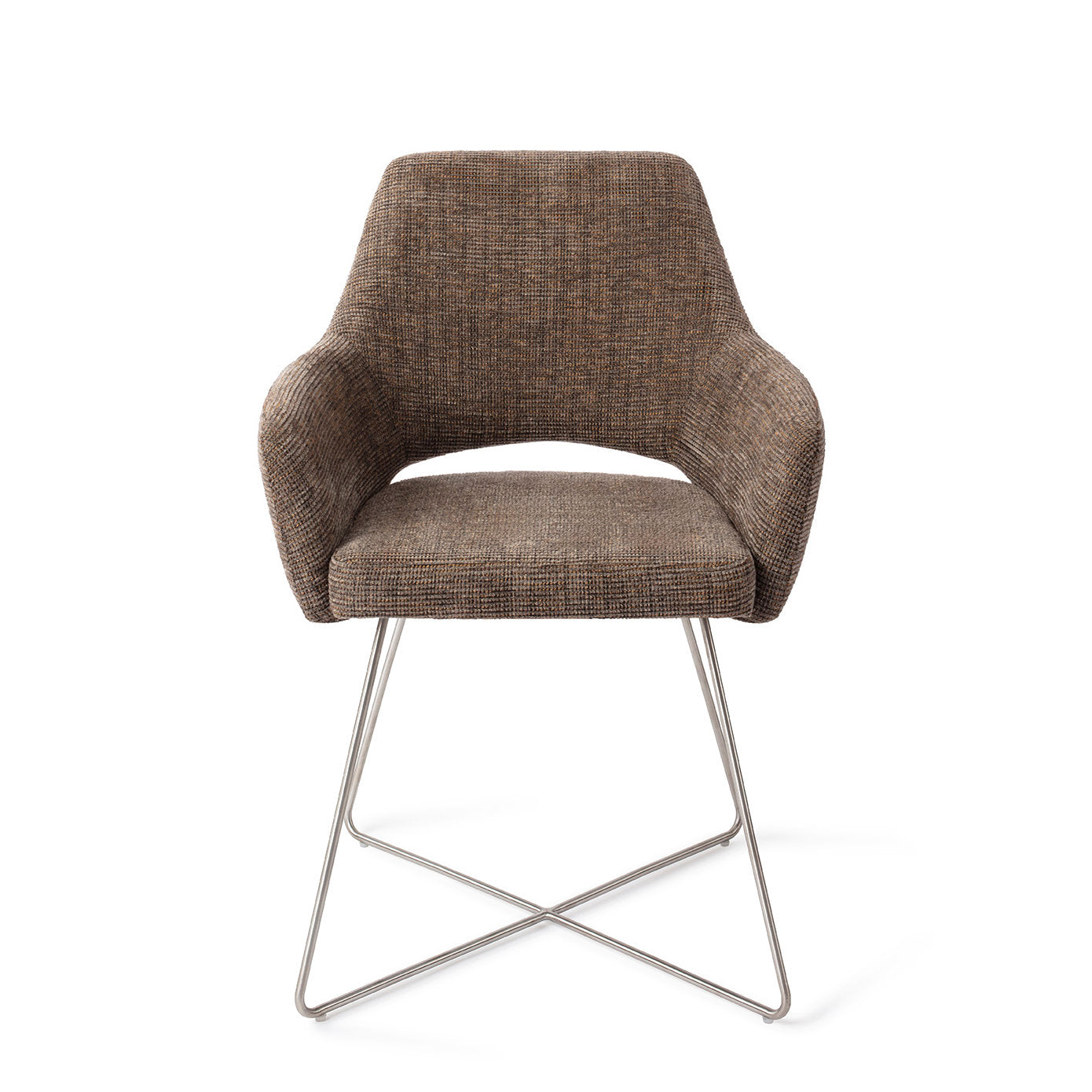 Yanai Dining Chair Checked Chestnut Cross Steel