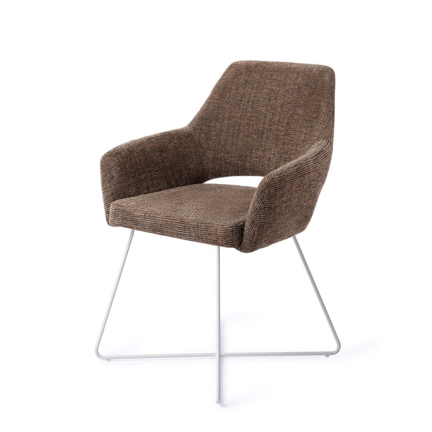 Yanai Dining Chair Checked Chestnut Cross White