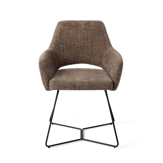 Yanai Dining Chair Checked Chestnut Beehive Black