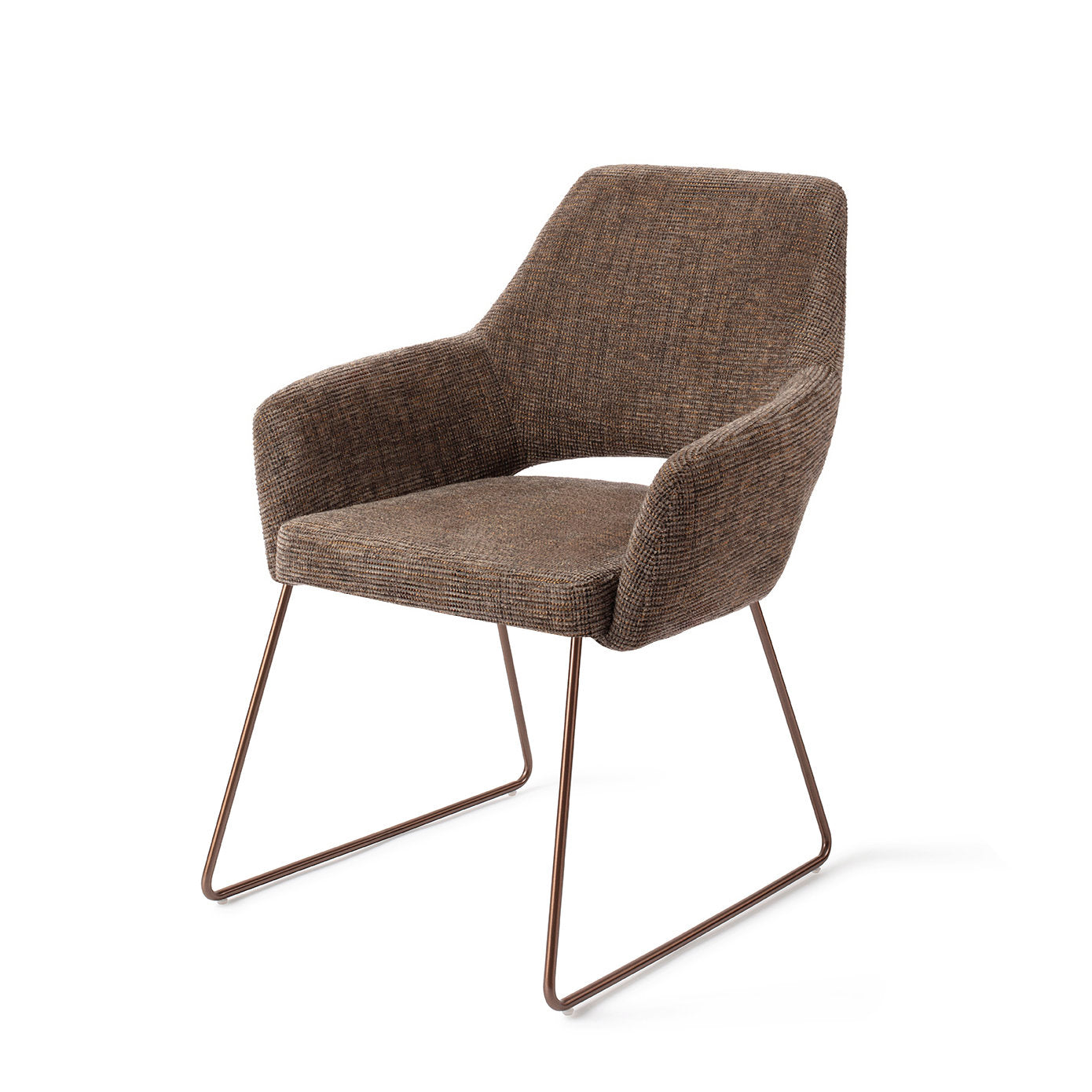 Yanai Dining Chair Checked Chestnut Slide Rose