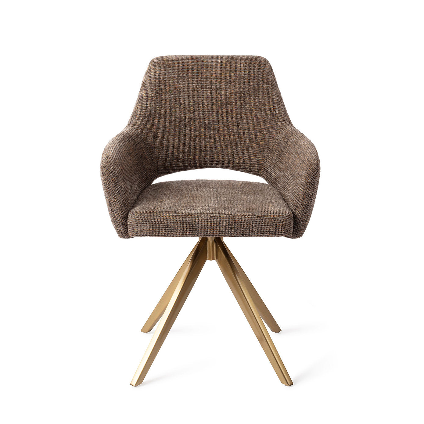 Yanai Dining Chair Checked Chestnut Turn Gold