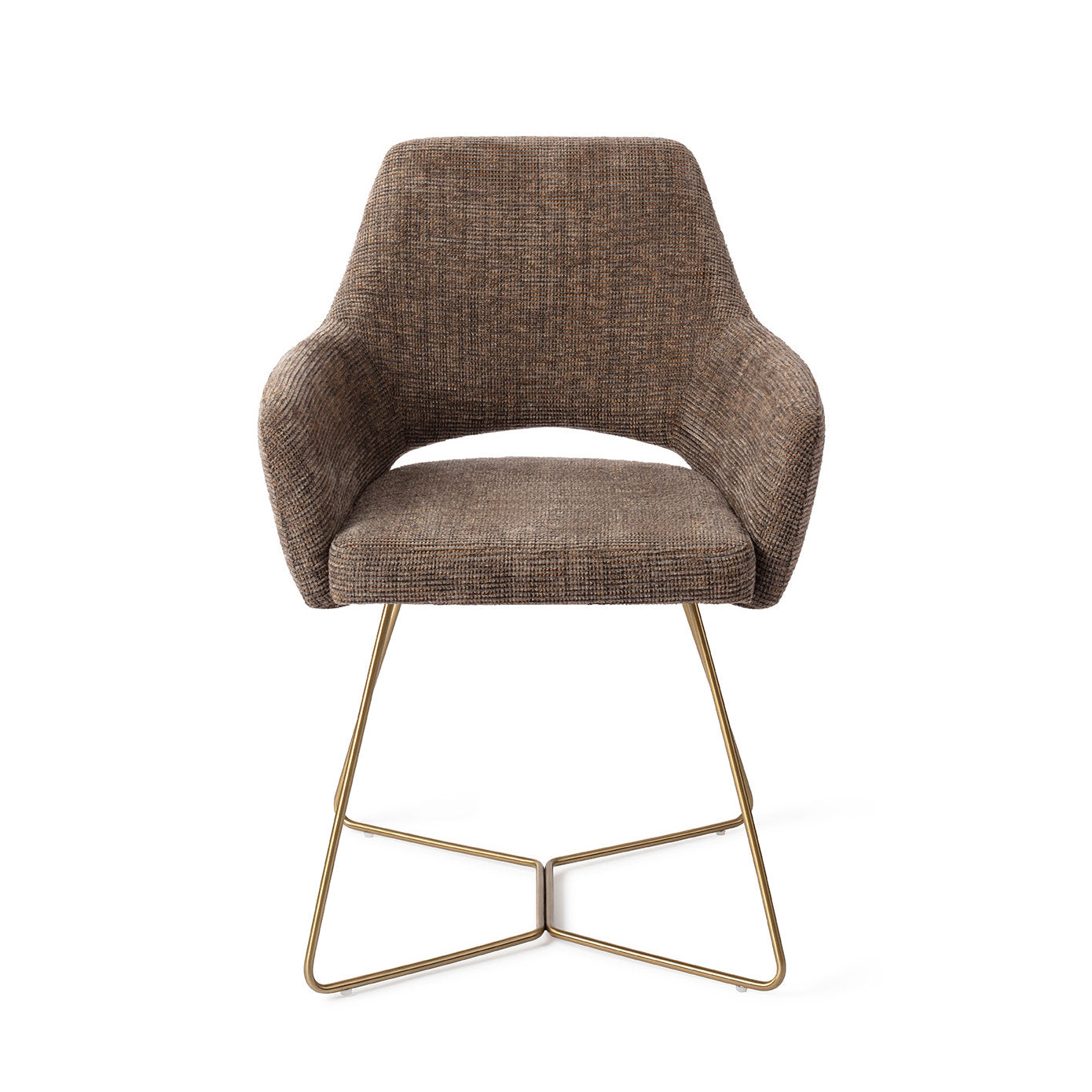 Yanai Dining Chair Checked Chestnut Beehive Gold
