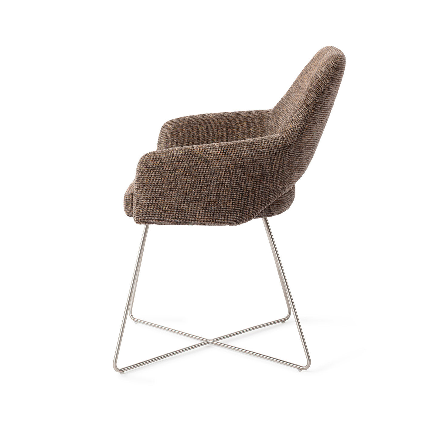 Yanai Dining Chair Checked Chestnut Cross Steel