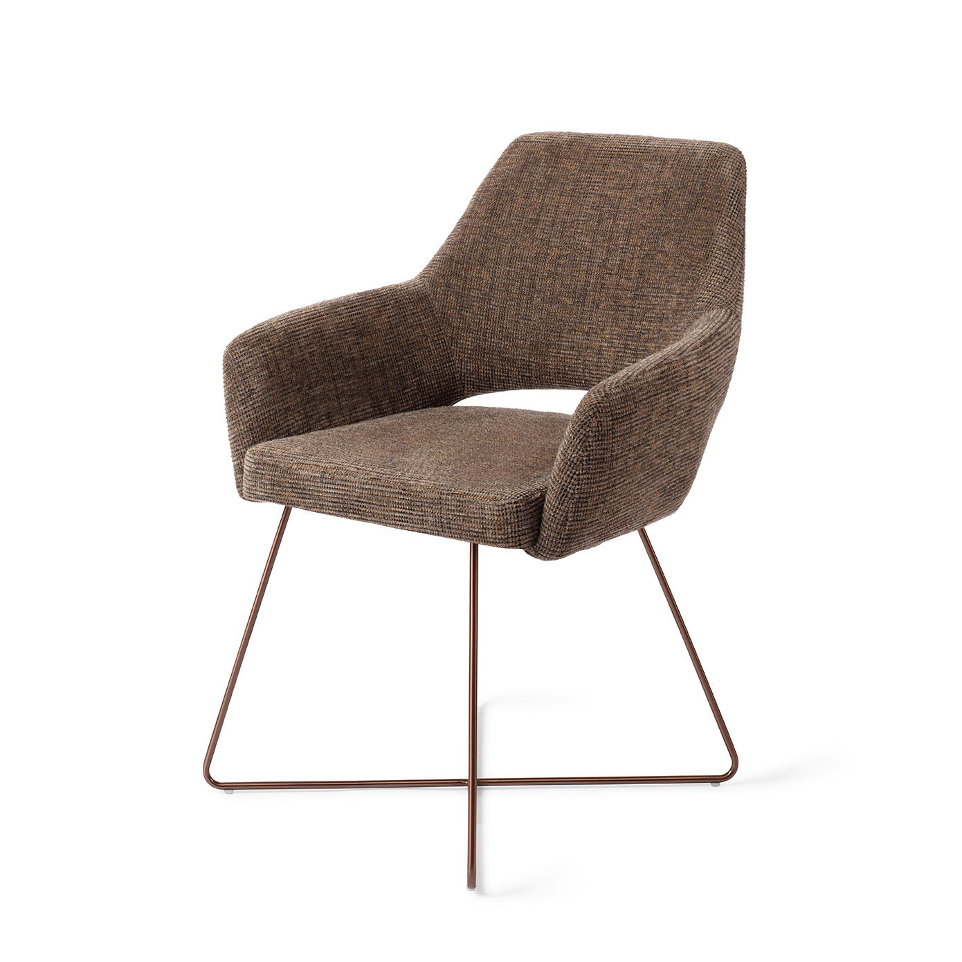 Yanai Dining Chair Checked Chestnut Cross Rose