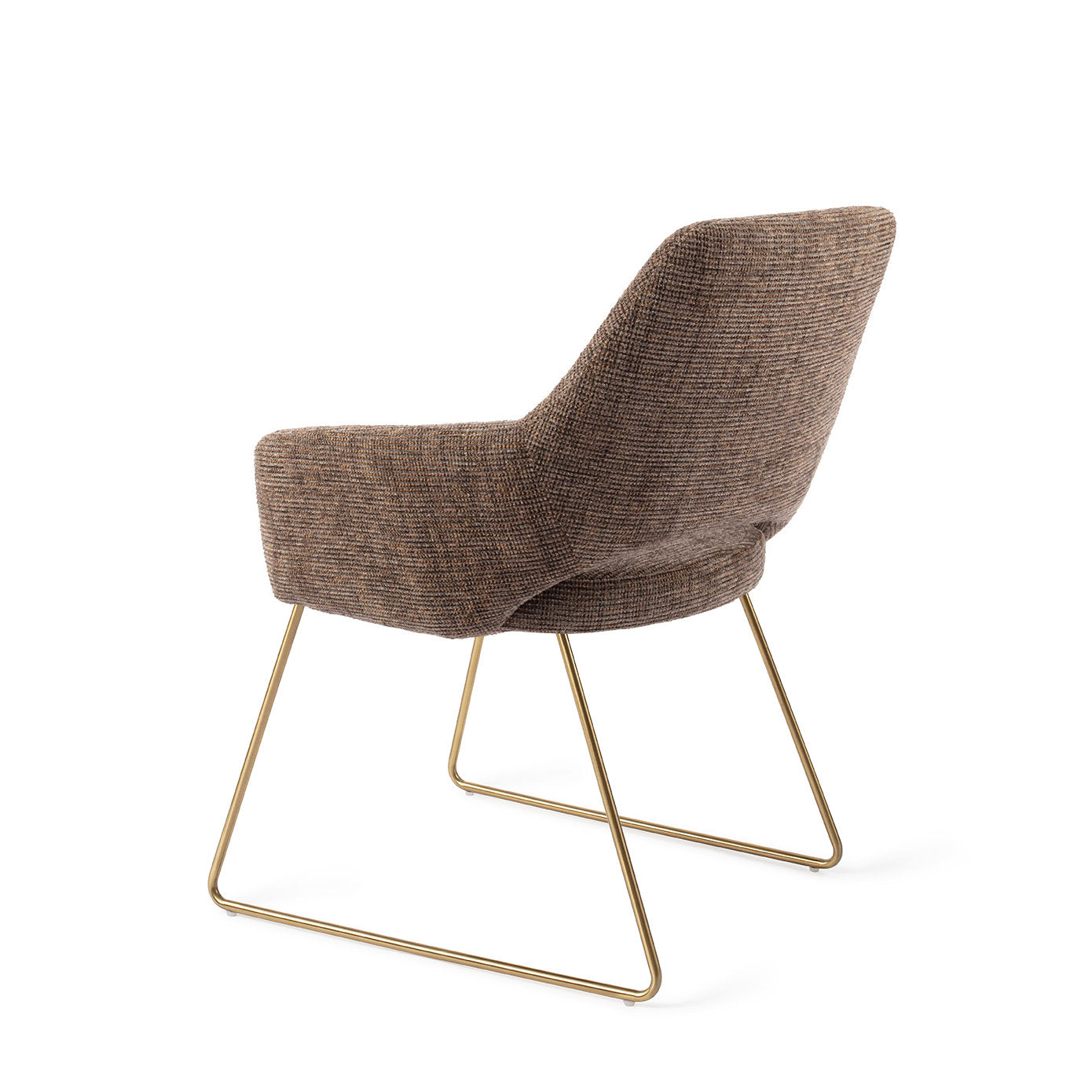 Yanai Dining Chair Checked Chestnut Slide Gold
