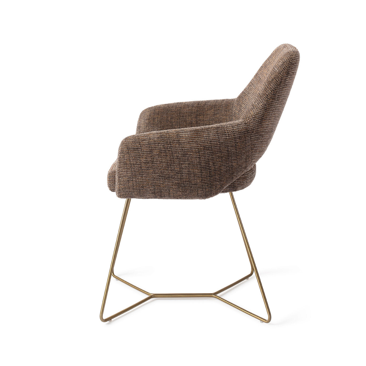 Yanai Dining Chair Checked Chestnut Beehive Gold