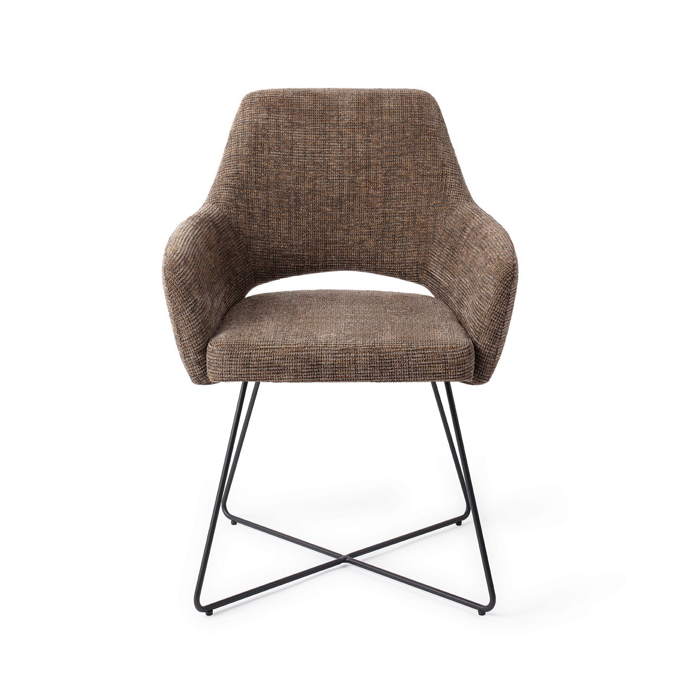 Yanai Dining Chair Checked Chestnut Cross Black