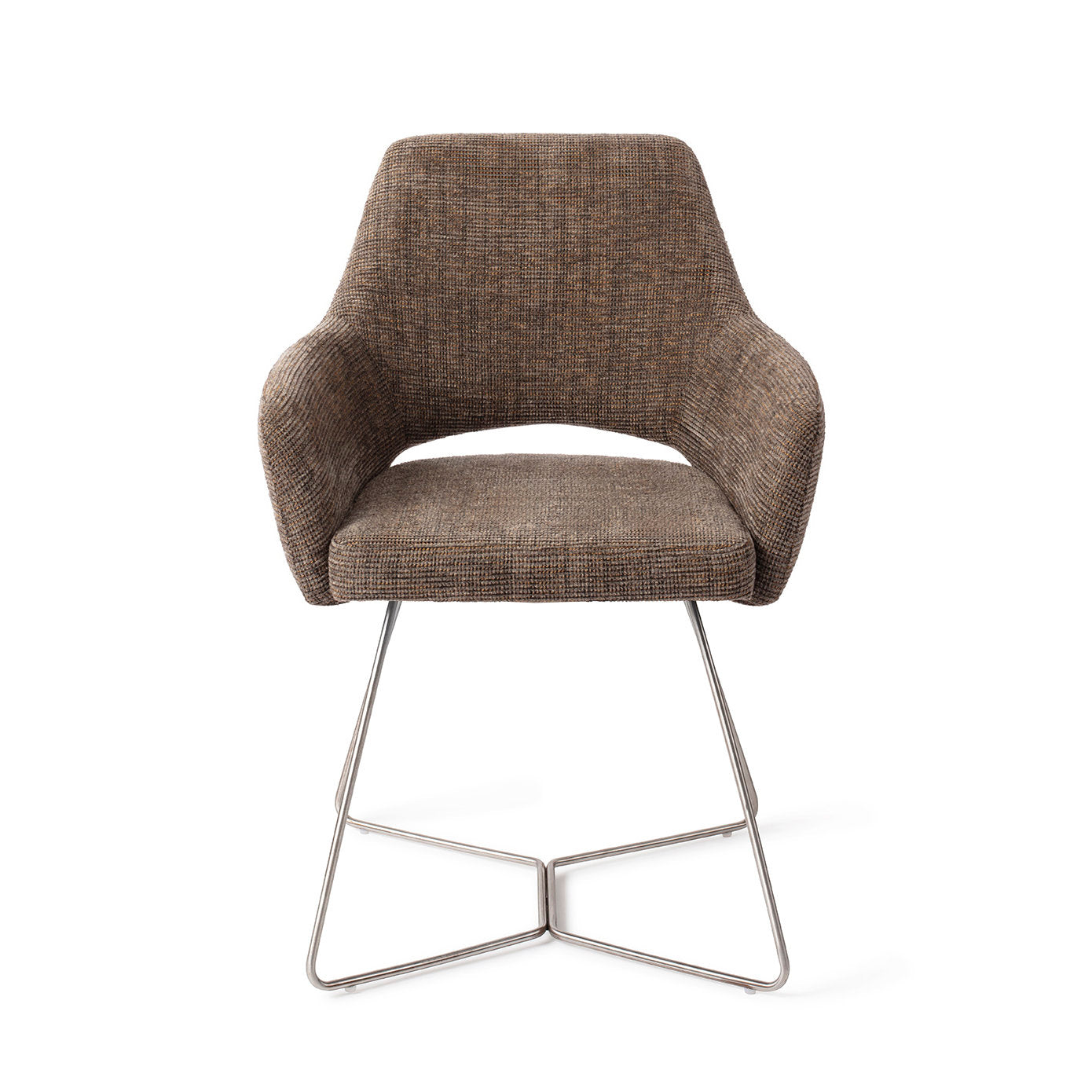 Yanai Dining Chair Checked Chestnut Beehive Steel