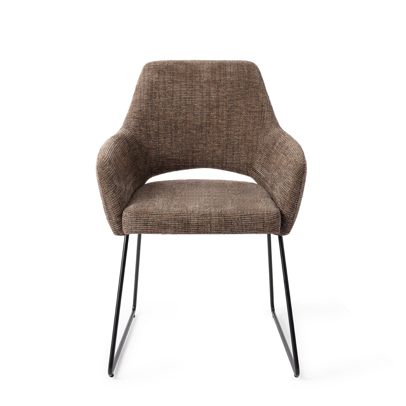 Yanai Dining Chair Checked Chestnut Slide Black