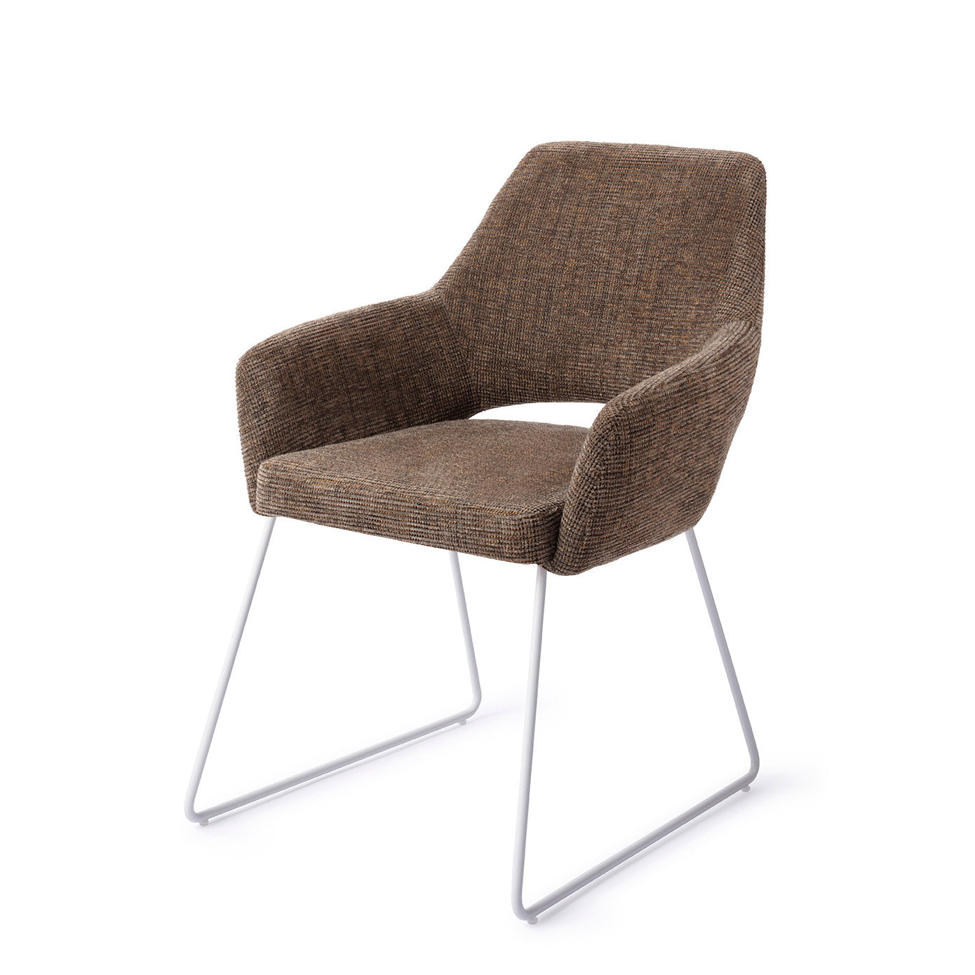 Yanai Dining Chair Checked Chestnut Slide White