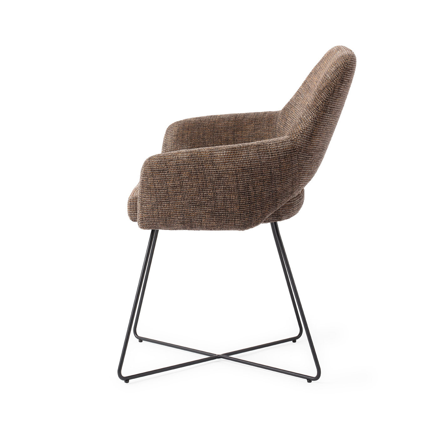 Yanai Dining Chair Checked Chestnut Cross Black