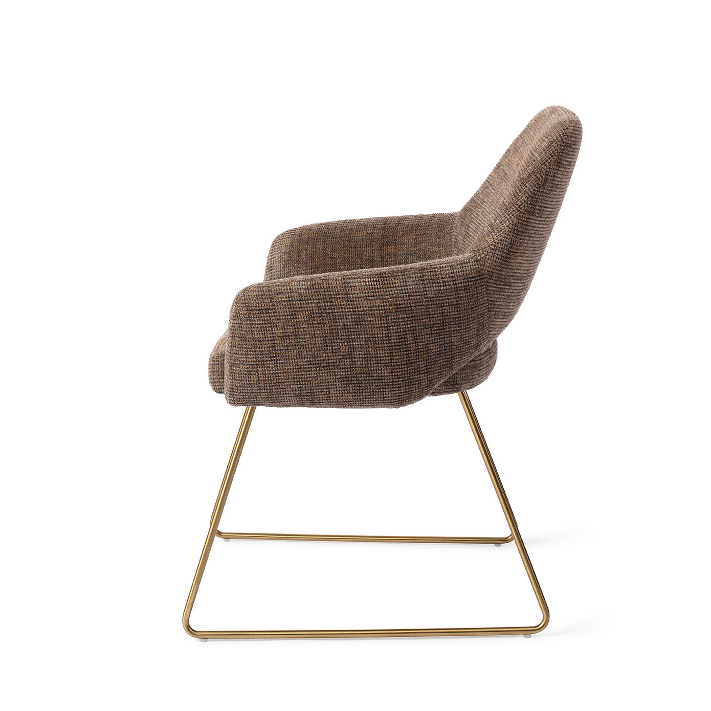 Yanai Dining Chair Checked Chestnut Slide Gold