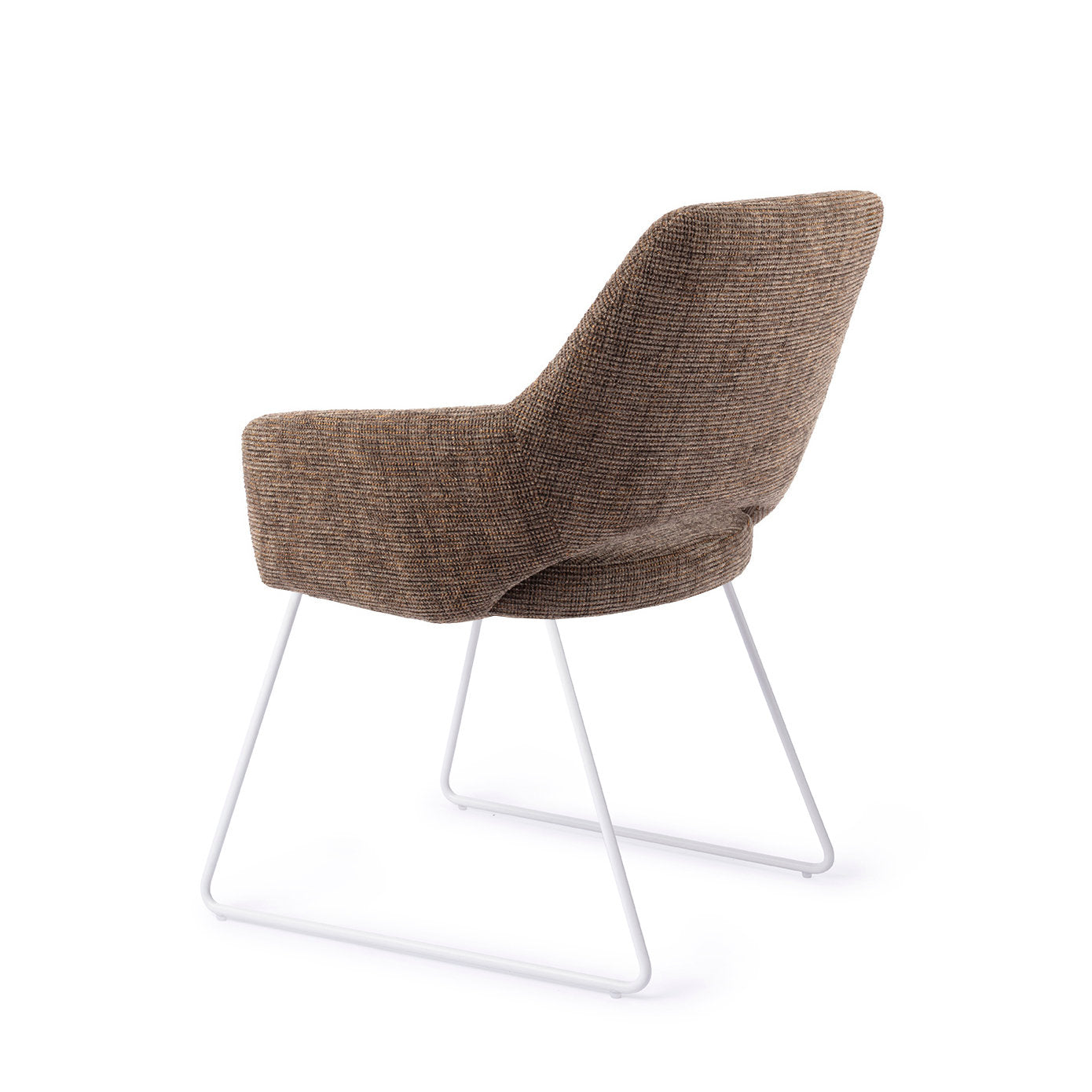 Yanai Dining Chair Checked Chestnut Slide White
