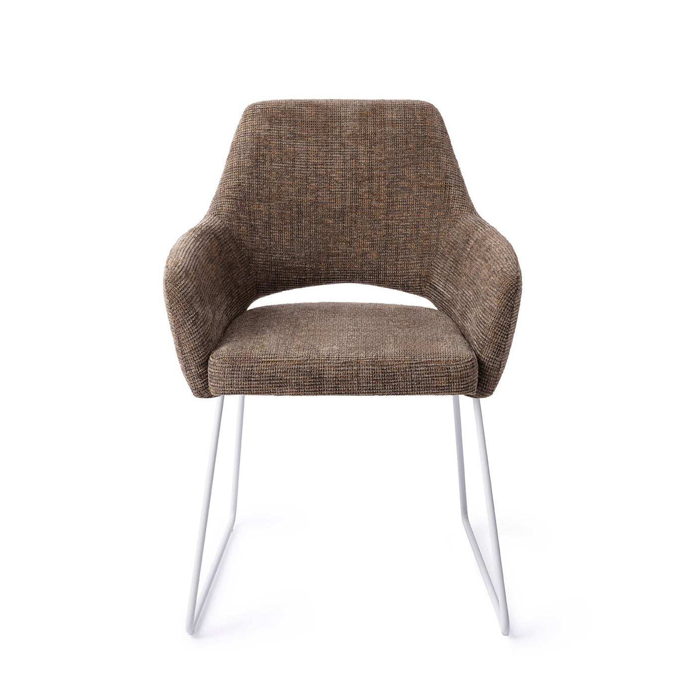 Yanai Dining Chair Checked Chestnut Slide White