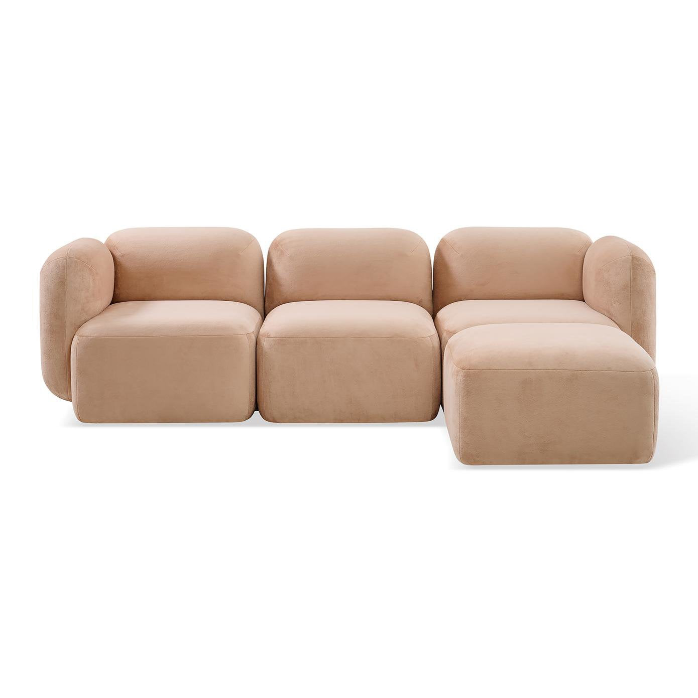 Yoshimi Sofa Pink Poise Corner L + Middle + Corner R + Ottoman