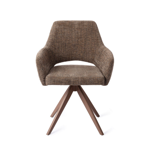 Yanai Dining Chair Checked Chestnut Turn Brown