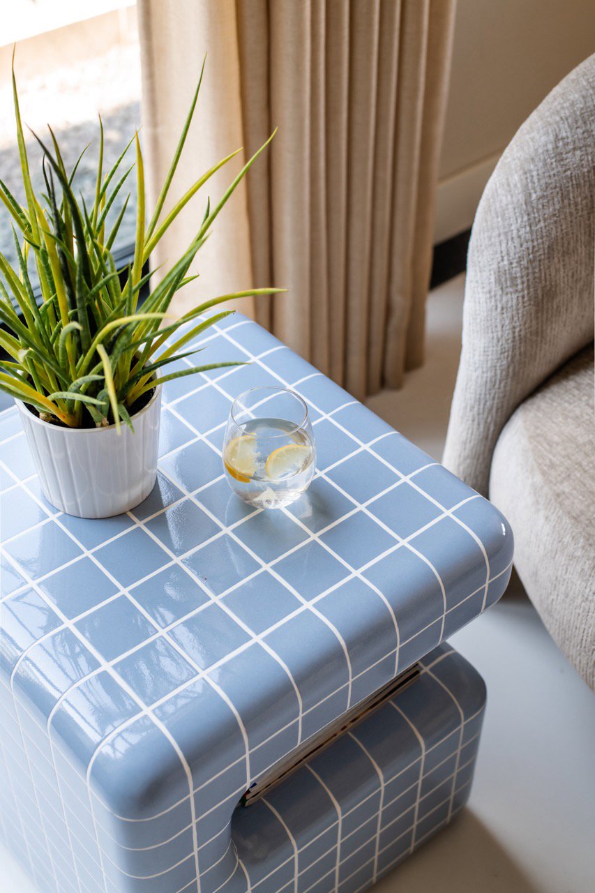 Takamu Side Table Cashmere Grid