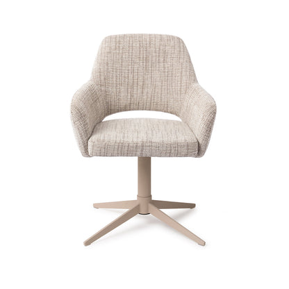 Yanai Dining Chair Caramel Grid Quad Beige