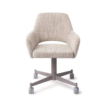 Yanai Dining Chair Caramel Grid Caster Grey