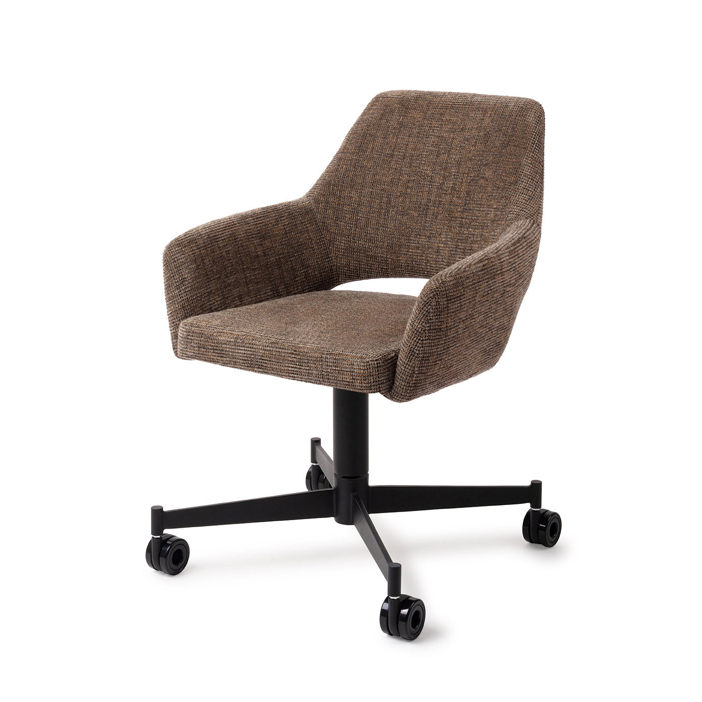 Yanai Dining Chair Checked Chestnut Caster Black