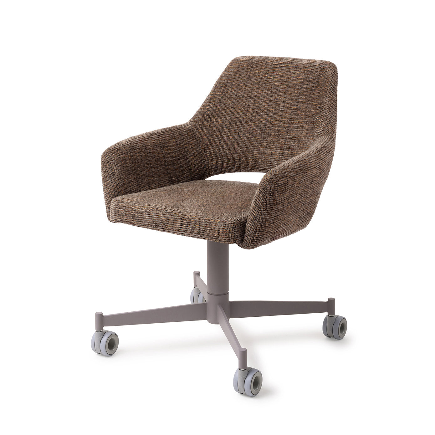 Yanai Dining Chair Checked Chestnut Caster Grey
