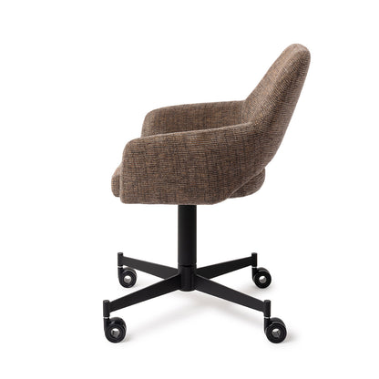 Yanai Dining Chair Checked Chestnut Caster Black