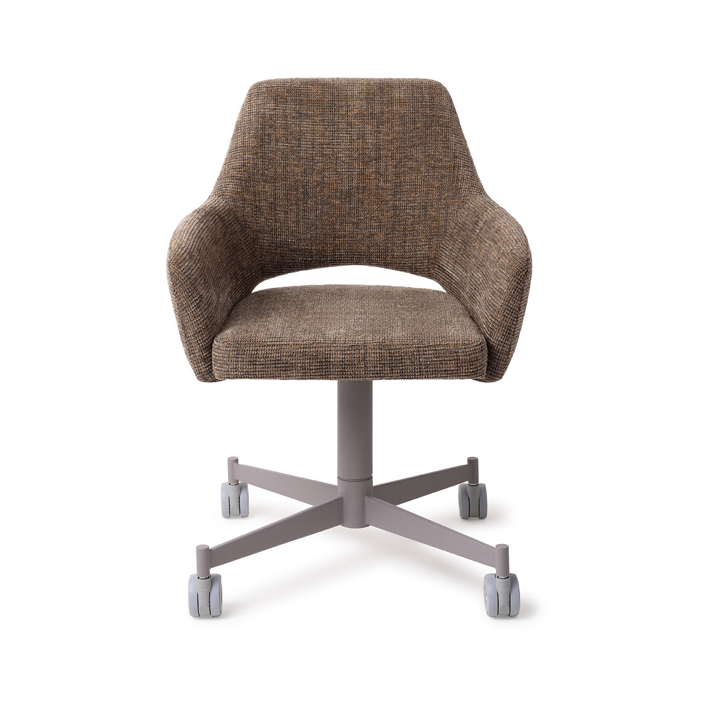 Yanai Dining Chair Checked Chestnut Caster Grey