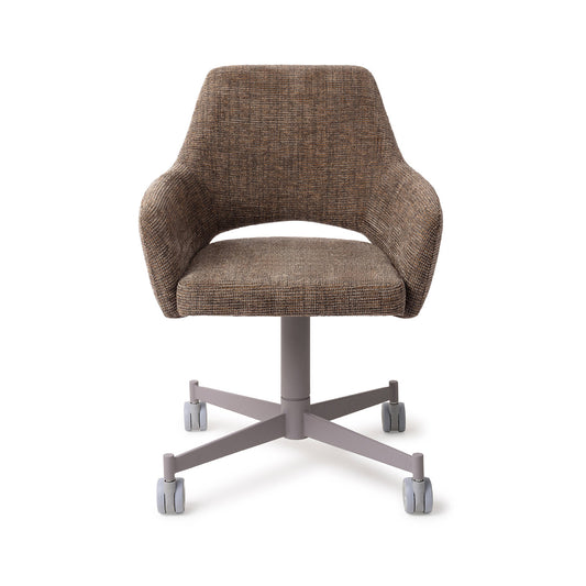 Yanai Dining Chair Checked Chestnut Caster Grey