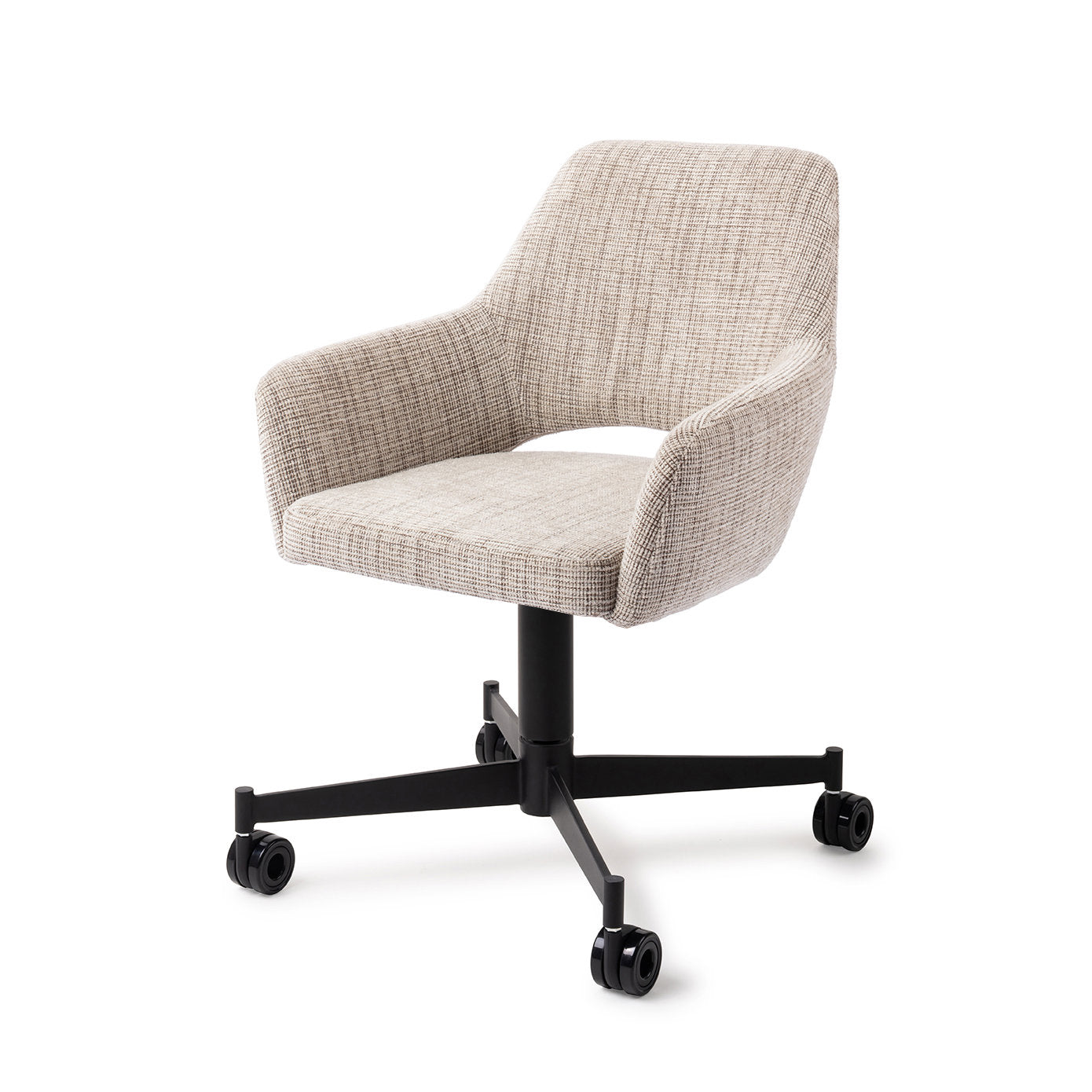 Yanai Dining Chair Caramel Grid Caster Black