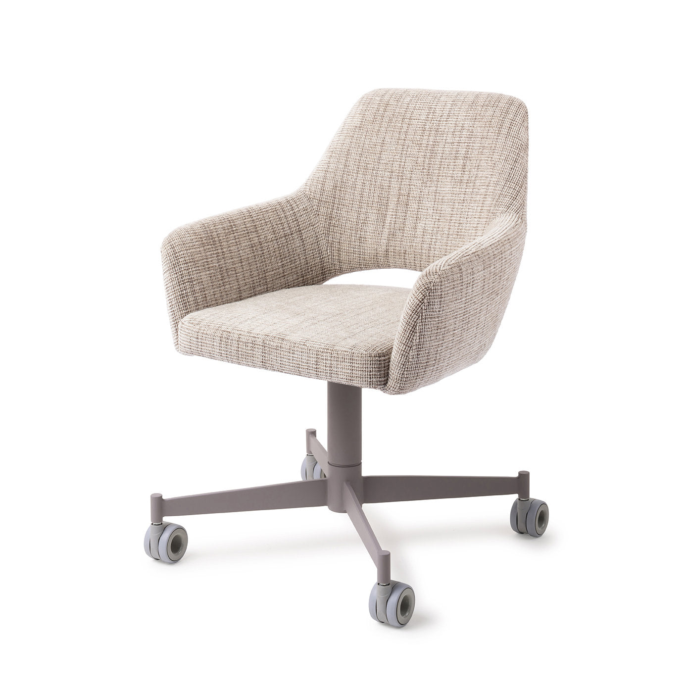 Yanai Dining Chair Caramel Grid Caster Grey