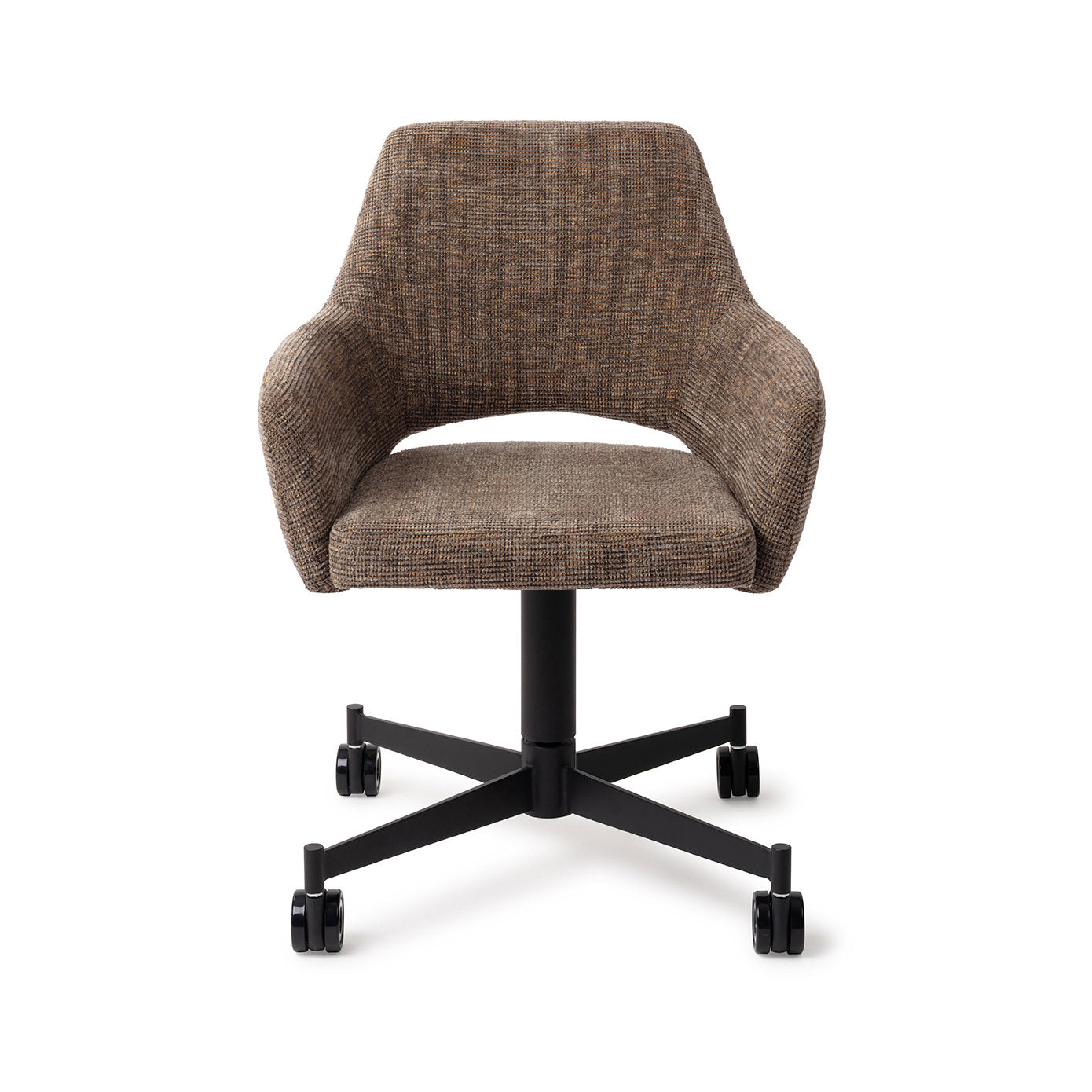 Yanai Dining Chair Checked Chestnut Caster Black