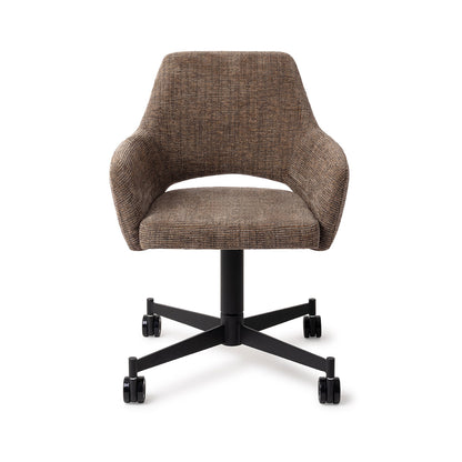 Yanai Dining Chair Checked Chestnut Caster Black