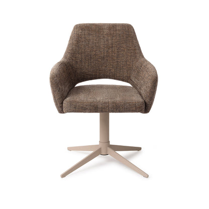 Yanai Dining Chair Checked Chestnut Quad Beige