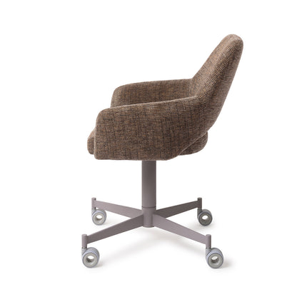Yanai Dining Chair Checked Chestnut Caster Grey