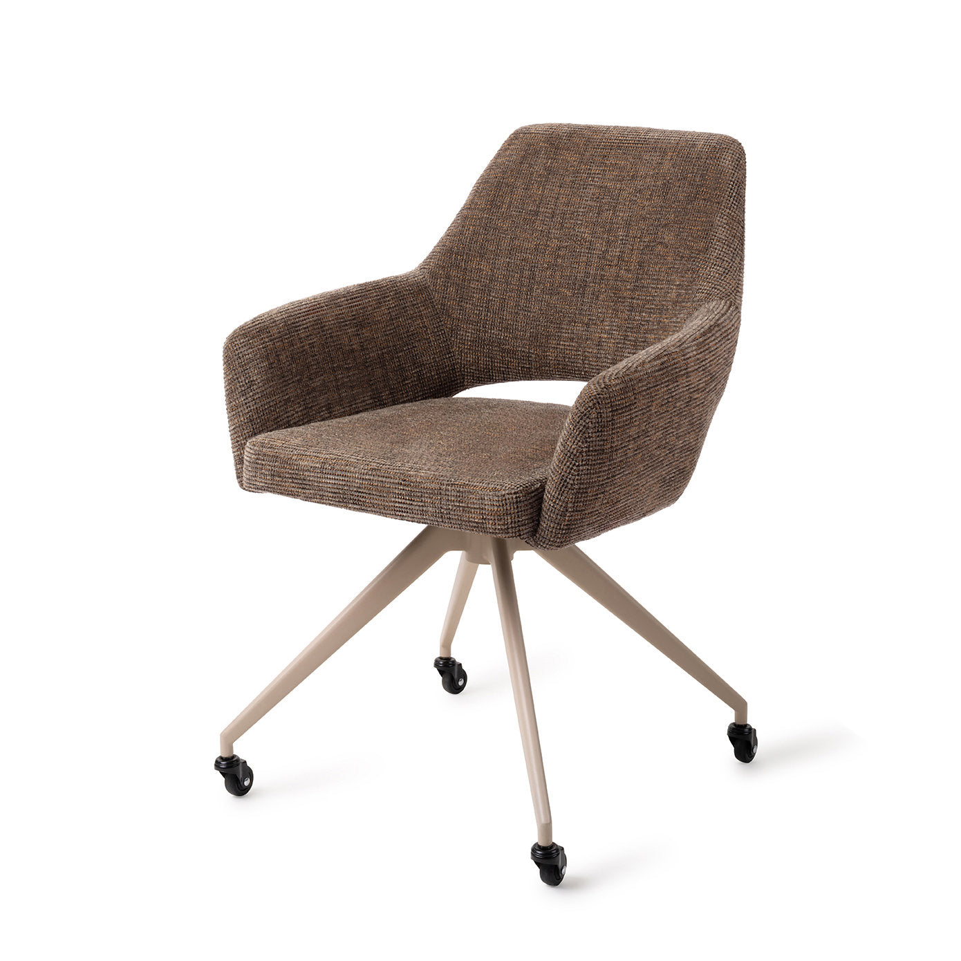 Yanai Dining Chair Checked Chestnut Glide Beige