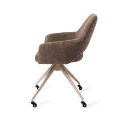 Yanai Dining Chair Checked Chestnut Glide Beige