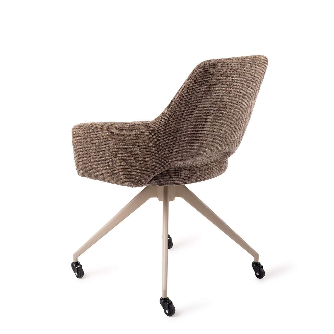 Yanai Dining Chair Checked Chestnut Glide Beige