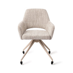 Yanai Dining Chair Caramel Grid Glide Beige