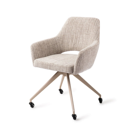 Yanai Dining Chair Caramel Grid Glide Beige