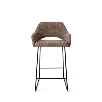 Yanai Bar Chair Checked Chestnut Slide Counter (65 cm)
