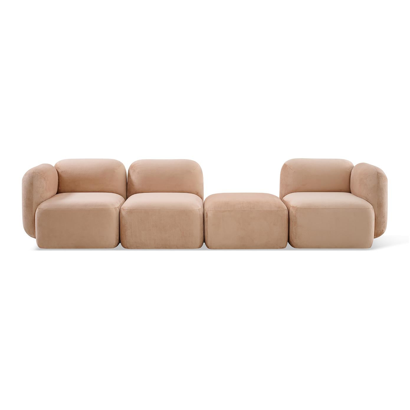 Yoshimi Sofa Pink Poise Corner L + Middle + Ottoman + Corner R